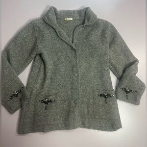 Brand new sweater with rhinestones feels cashmere Size Small in bag button up
